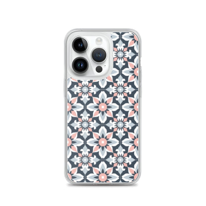 iPhone Case Geometric Flowers Pastel Pink and Blue