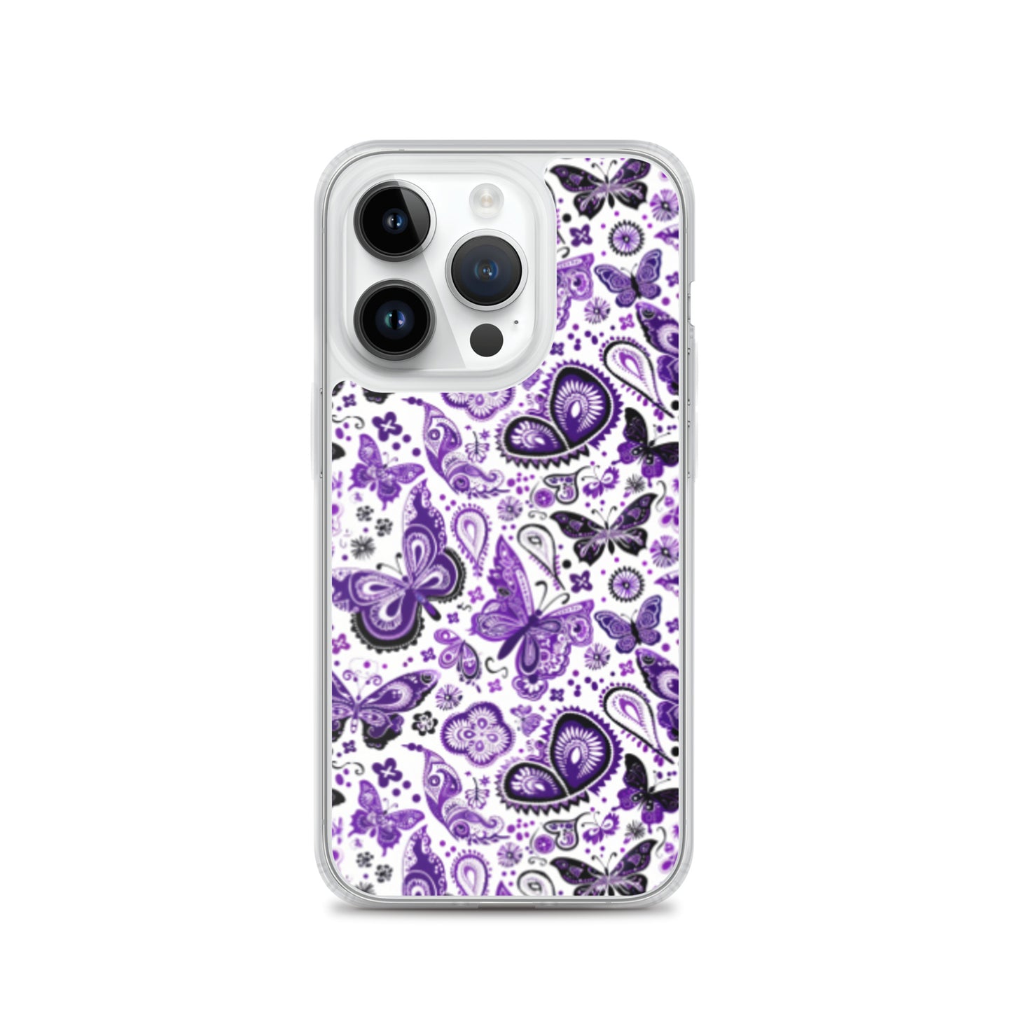 iPhone Case White and Purple Butterfly Paisley