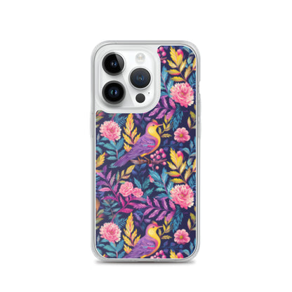 iPhone Case Colorful Flowers Plants and Birds