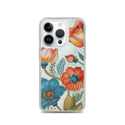iPhone Case Painted Ceramic Tile Flowers