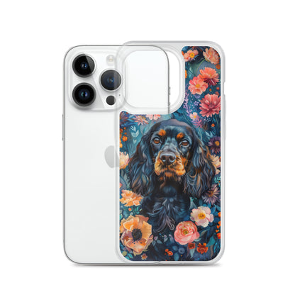 iPhone Case Watercolor Cocker Spaniel with Colorful Flowers