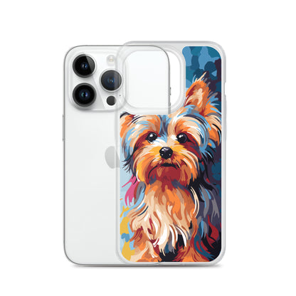 iPhone Case Painted Yorkshire Terrier Blue