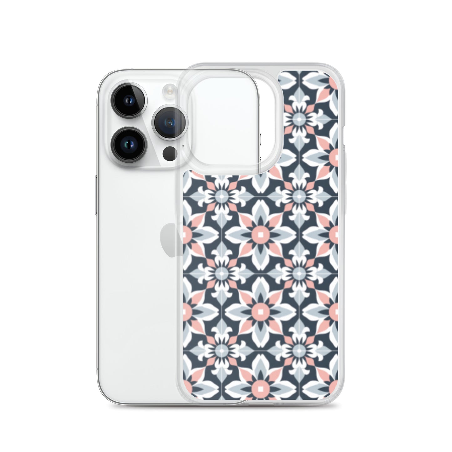 iPhone Case Geometric Flowers Pastel Pink and Blue