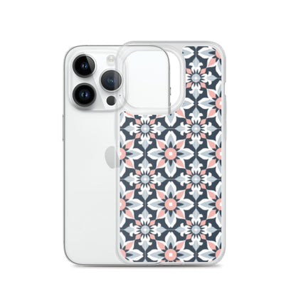 iPhone Case Geometric Flowers Pastel Pink and Blue