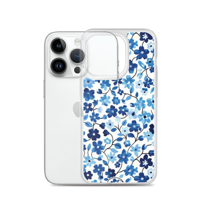 iPhone Case Blue Watercolor Flowers