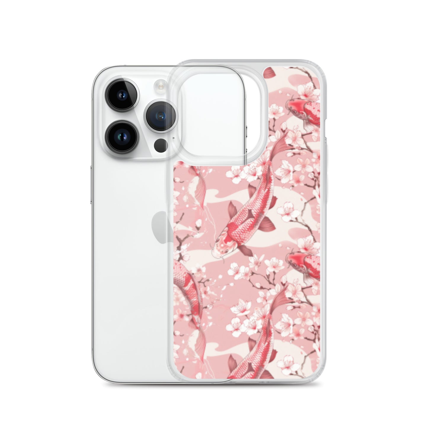 iPhone Case Pink Japanese Koi Fish and Cherry Blossoms