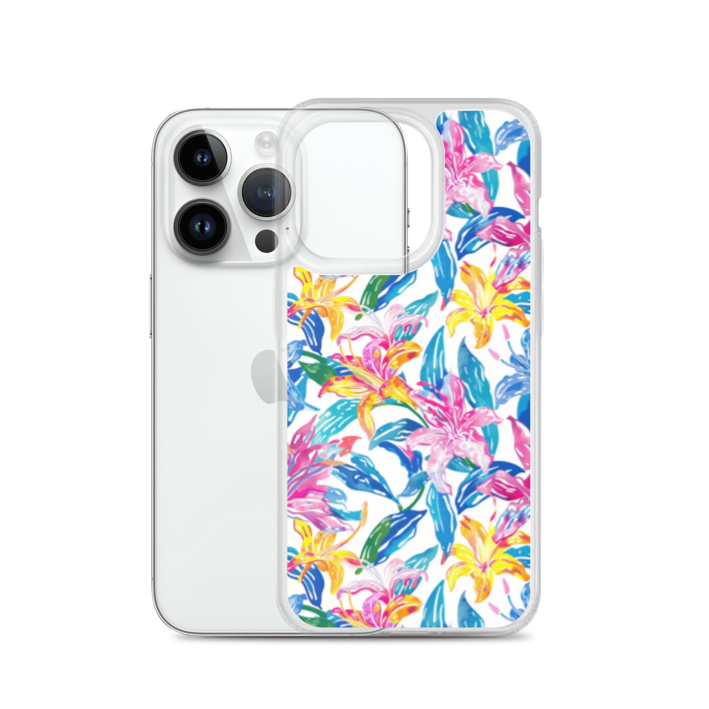 iPhone Case Colorful Floral Watercolor Blue Yellow Pink