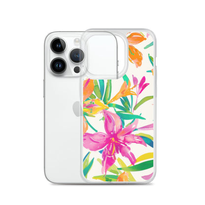 iPhone Case Colorful Floral Watercolor Pink Orange