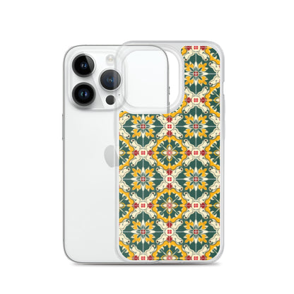 iPhone Case Green Colorful Traditional Maltese Cement Tile Pattern