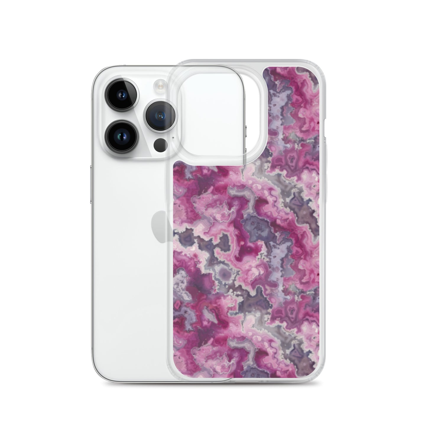 iPhone Case Pink Moss Agate Pattern