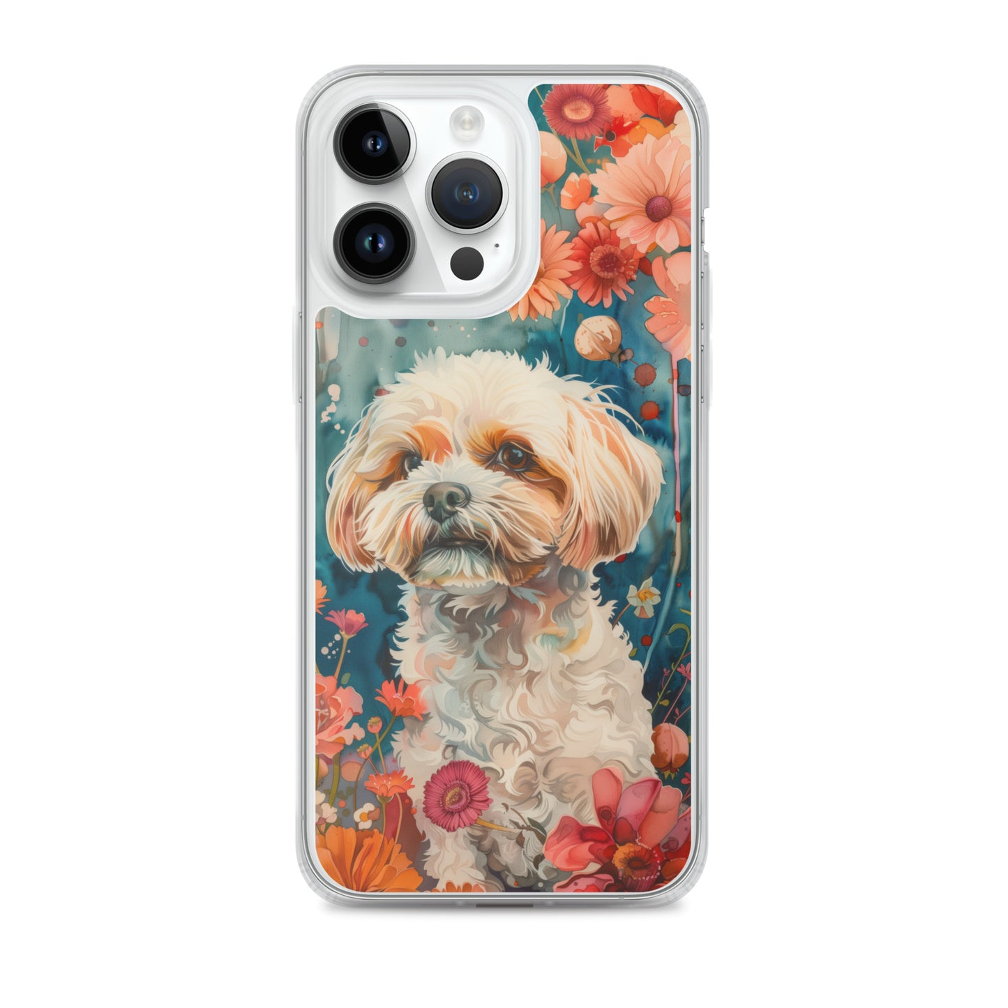 iPhone Case Watercolor Shih Tzu with Colorful Flowers