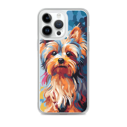 iPhone Case Painted Yorkshire Terrier Blue