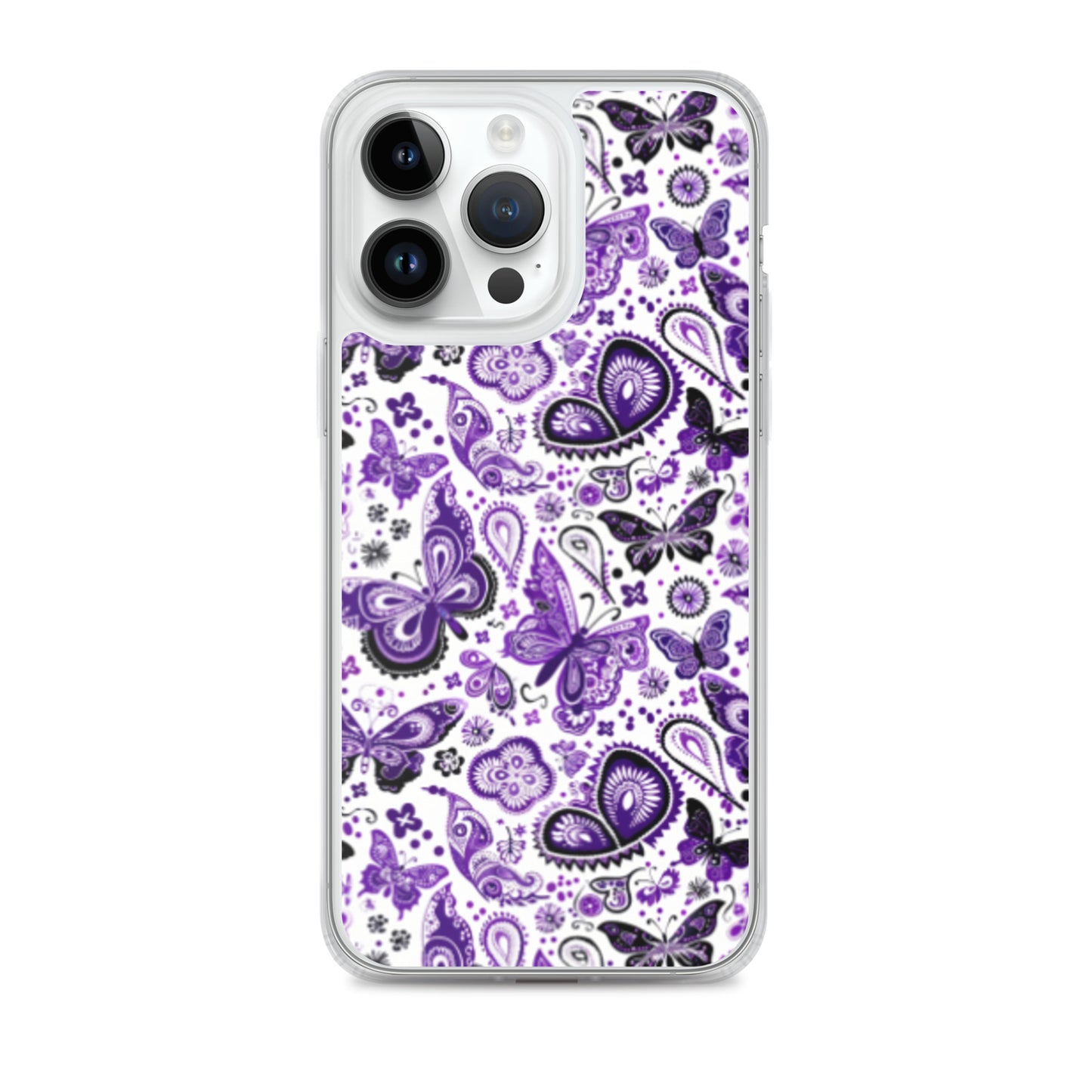 iPhone Case White and Purple Butterfly Paisley