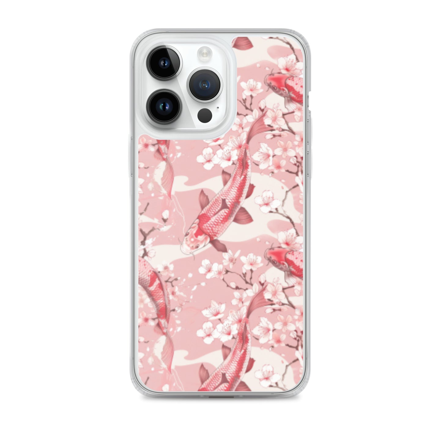 iPhone Case Pink Japanese Koi Fish and Cherry Blossoms