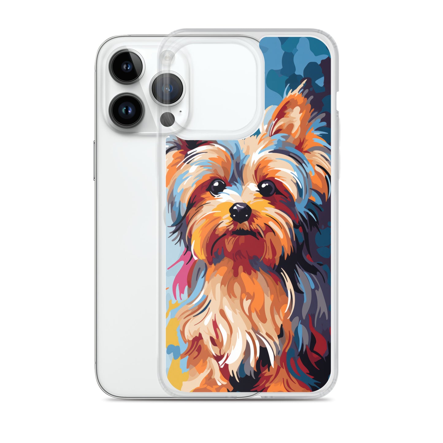 iPhone Case Painted Yorkshire Terrier Blue
