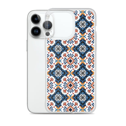 iPhone Case Classic Encaustic Tile Orange & Blue