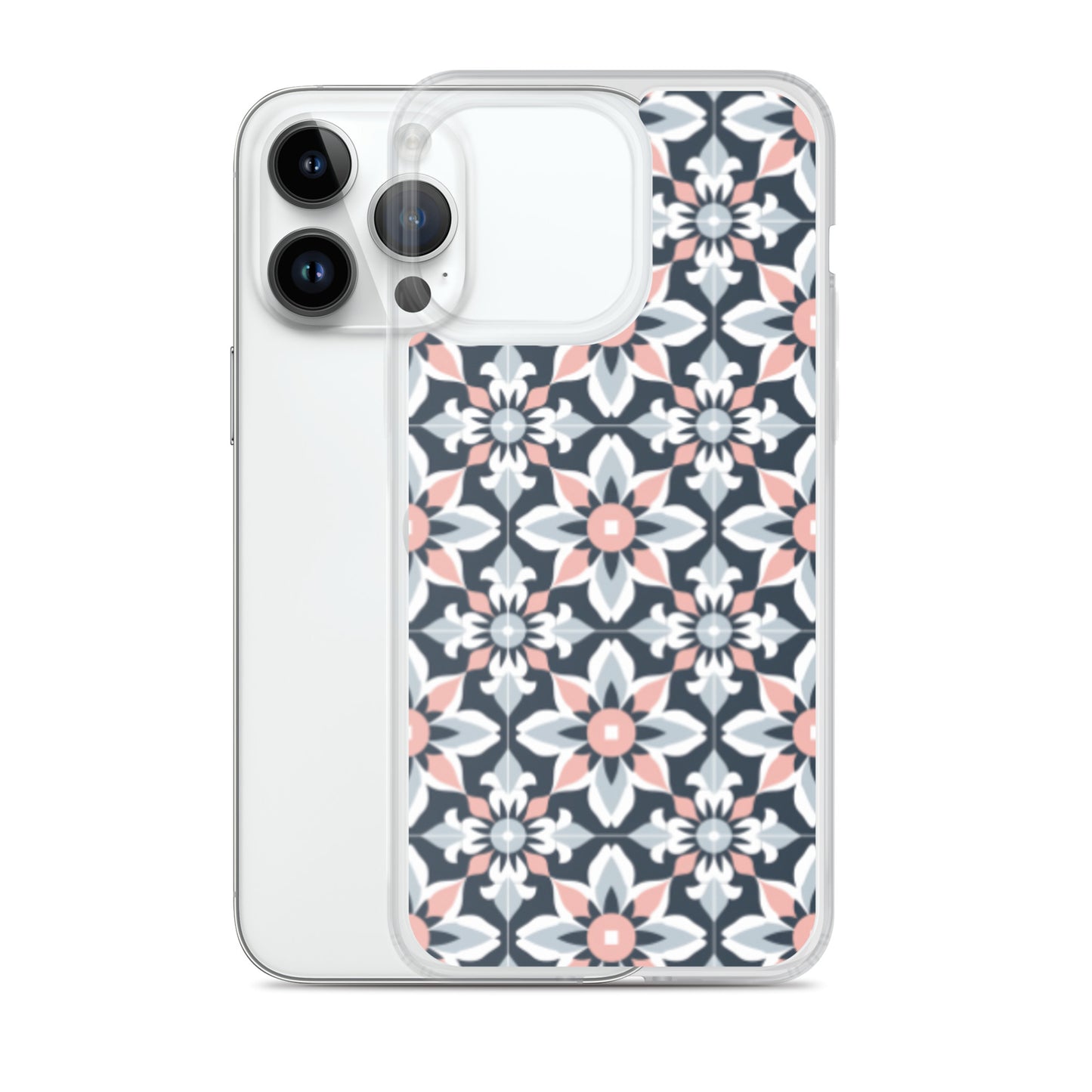 iPhone Case Geometric Flowers Pastel Pink and Blue
