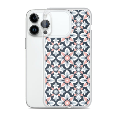 iPhone Case Geometric Flowers Pastel Pink and Blue