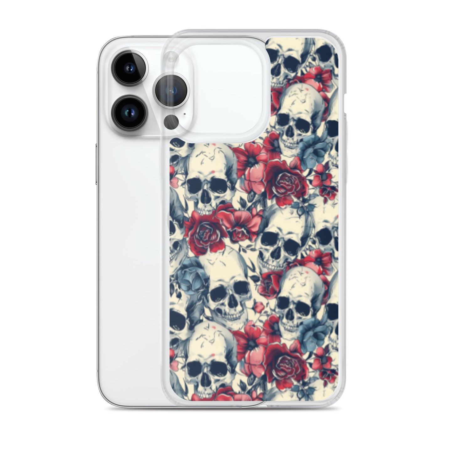 iPhone Case Skulls and Red Roses