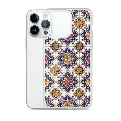 iPhone Case Colorful Andalusian Ceramic Tile Blue Orange Red