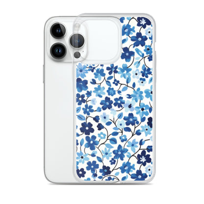 iPhone Case Blue Watercolor Flowers