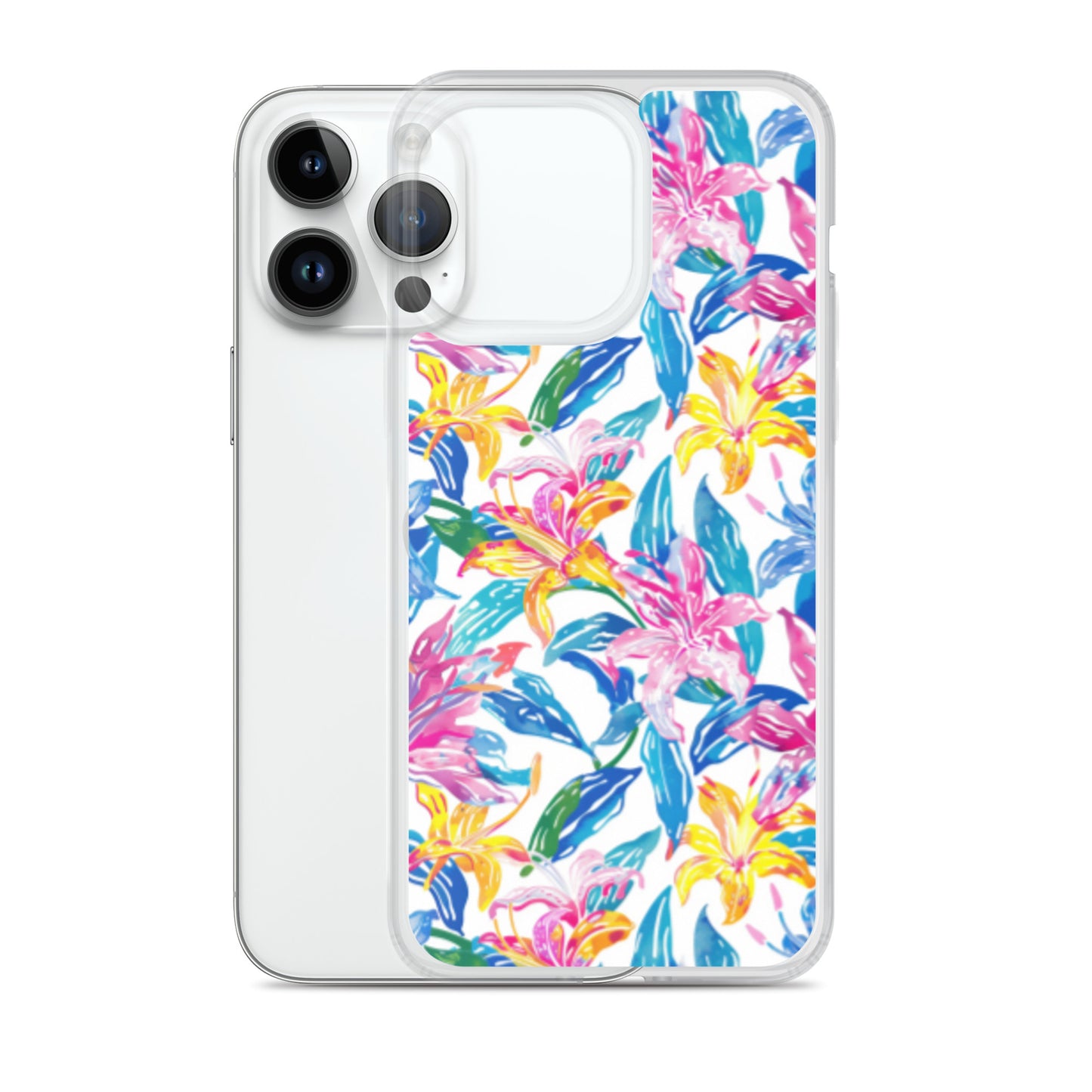 iPhone Case Colorful Floral Watercolor Blue Yellow Pink