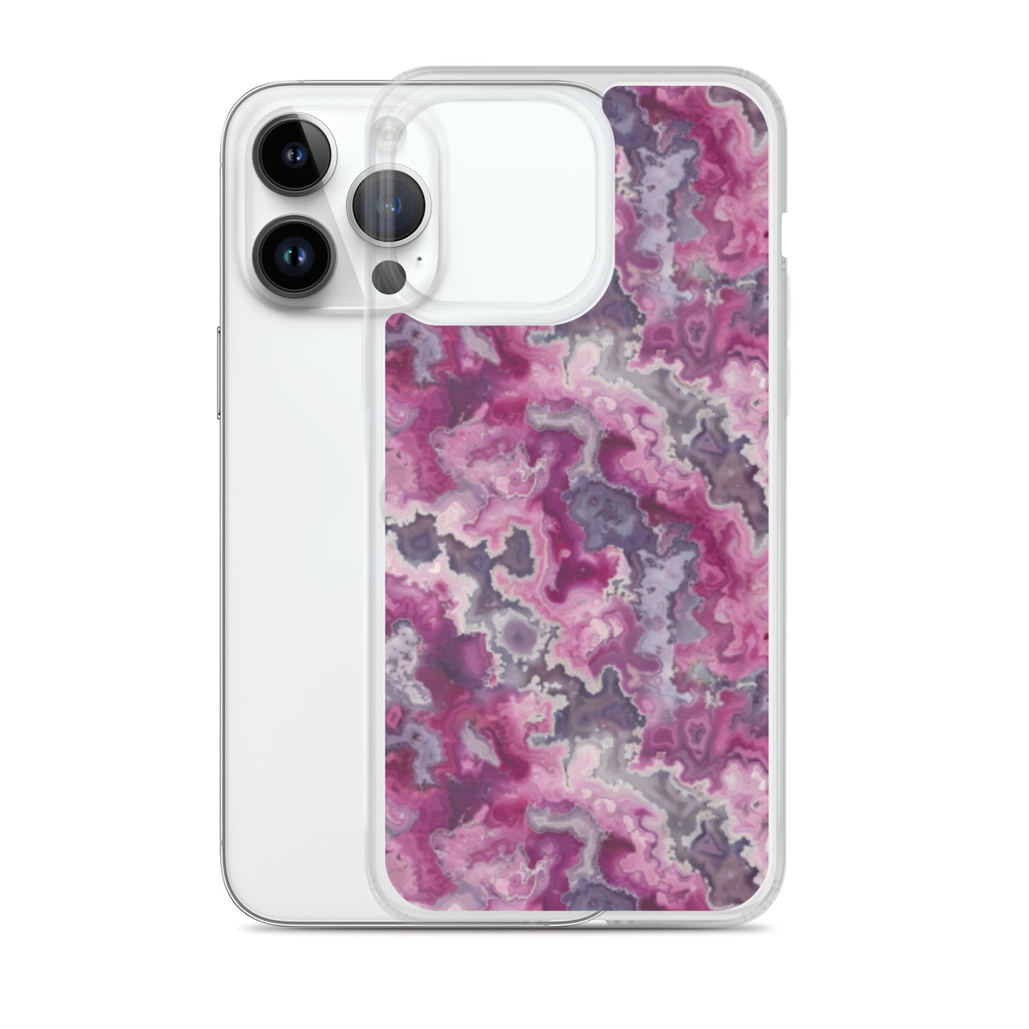 iPhone Case Pink Moss Agate Pattern