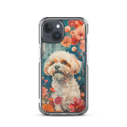 iPhone Case Watercolor Shih Tzu with Colorful Flowers