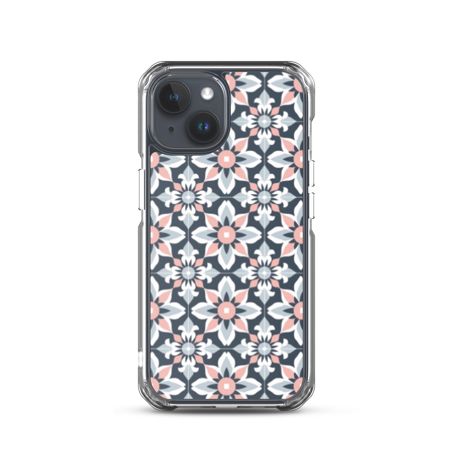 iPhone Case Geometric Flowers Pastel Pink and Blue