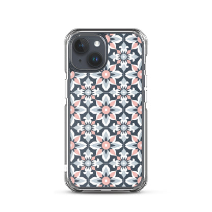 iPhone Case Geometric Flowers Pastel Pink and Blue