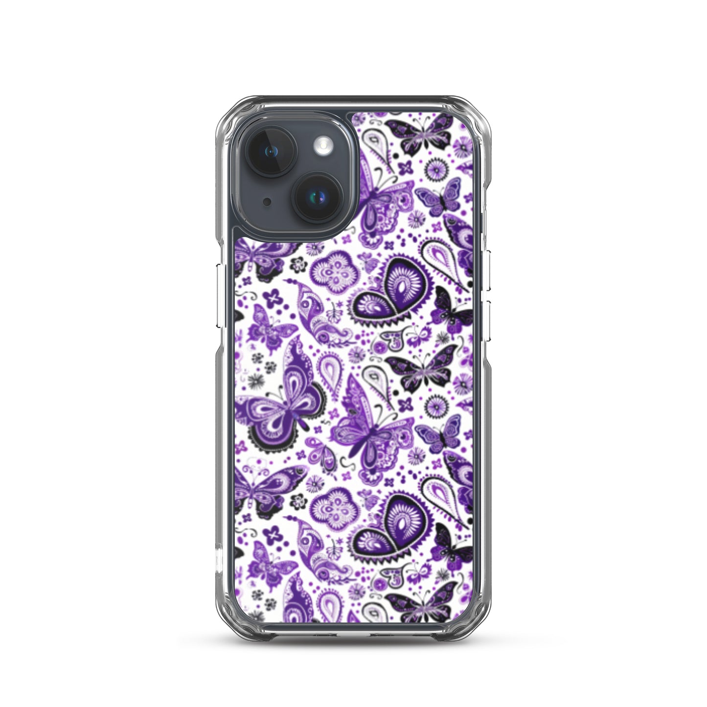 iPhone Case White and Purple Butterfly Paisley
