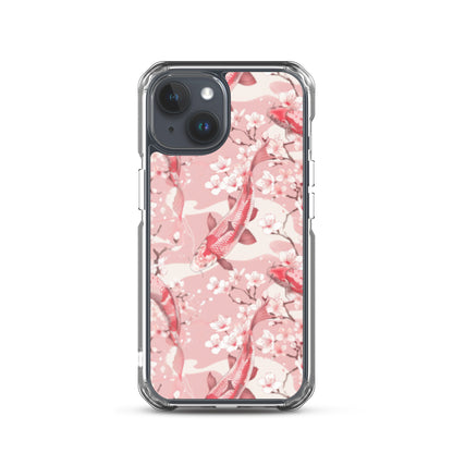 iPhone Case Pink Japanese Koi Fish and Cherry Blossoms