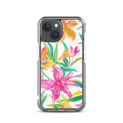 iPhone Case Colorful Floral Watercolor Pink Orange