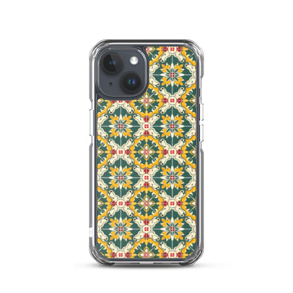 iPhone Case Green Colorful Traditional Maltese Cement Tile Pattern