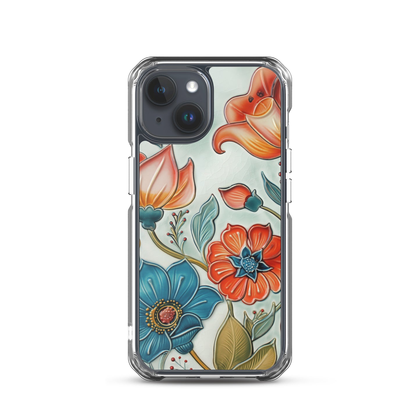 iPhone Case Painted Ceramic Tile Flowers