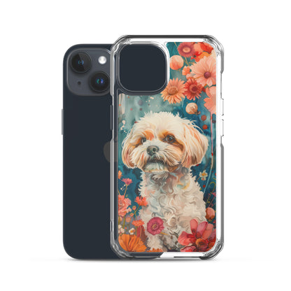 iPhone Case Watercolor Shih Tzu with Colorful Flowers