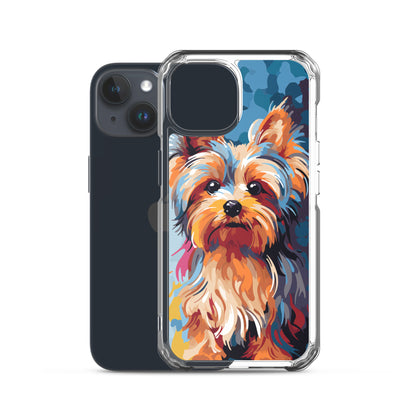 iPhone Case Painted Yorkshire Terrier Blue
