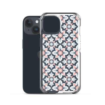 iPhone Case Geometric Flowers Pastel Pink and Blue