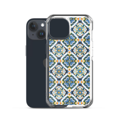 iPhone Case Colorful Andalusian Ceramic Tile Green Blue Orange