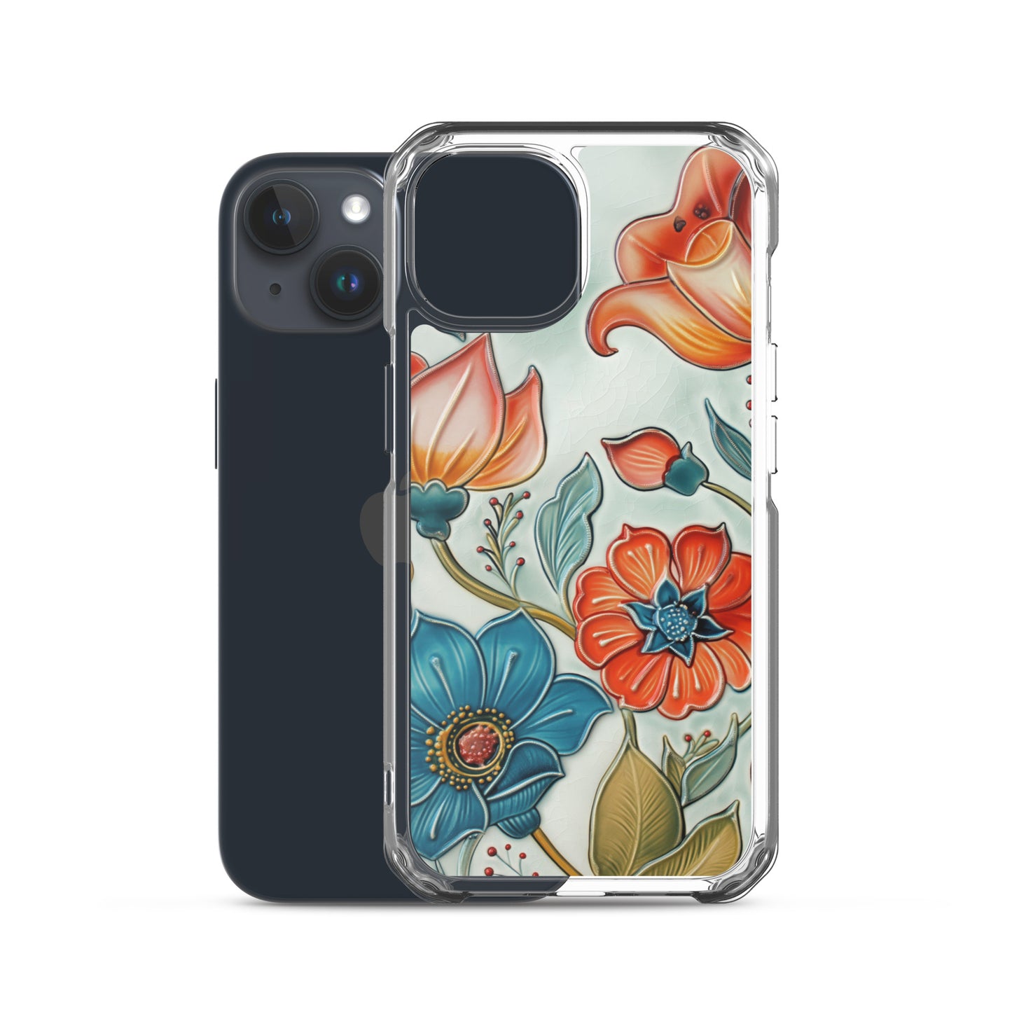 iPhone Case Painted Ceramic Tile Flowers