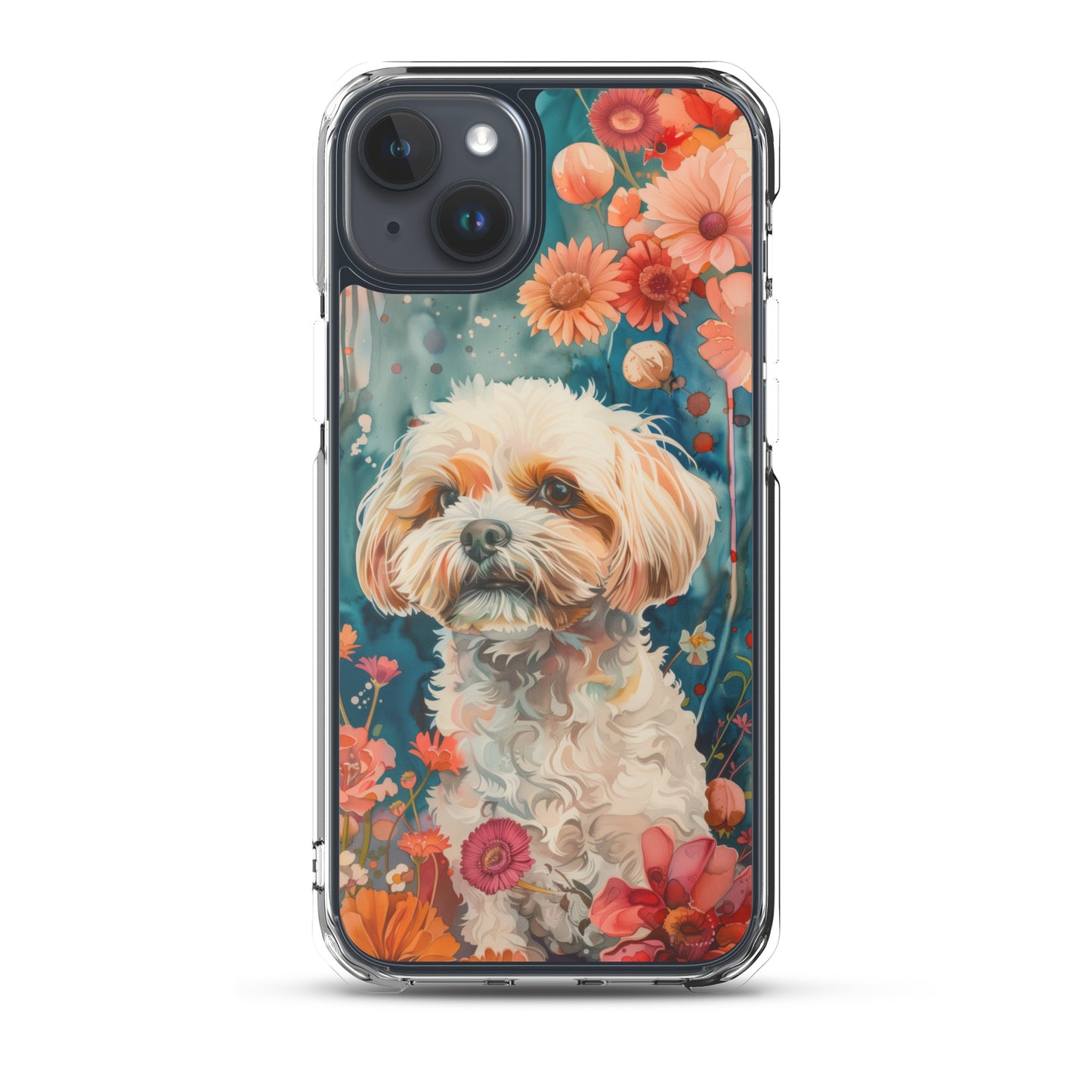 iPhone Case Watercolor Shih Tzu with Colorful Flowers