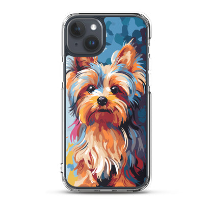 iPhone Case Painted Yorkshire Terrier Blue