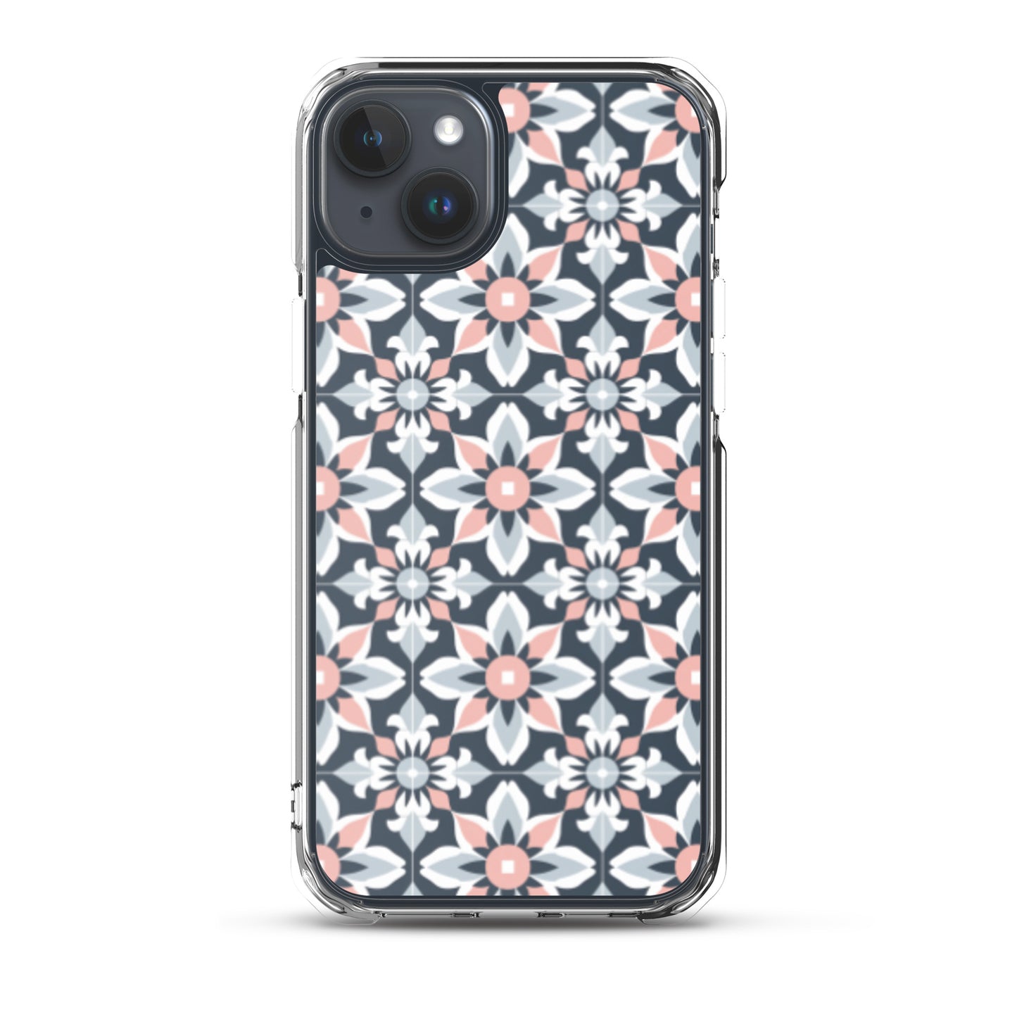iPhone Case Geometric Flowers Pastel Pink and Blue