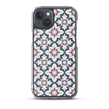 iPhone Case Geometric Flowers Pastel Pink and Blue