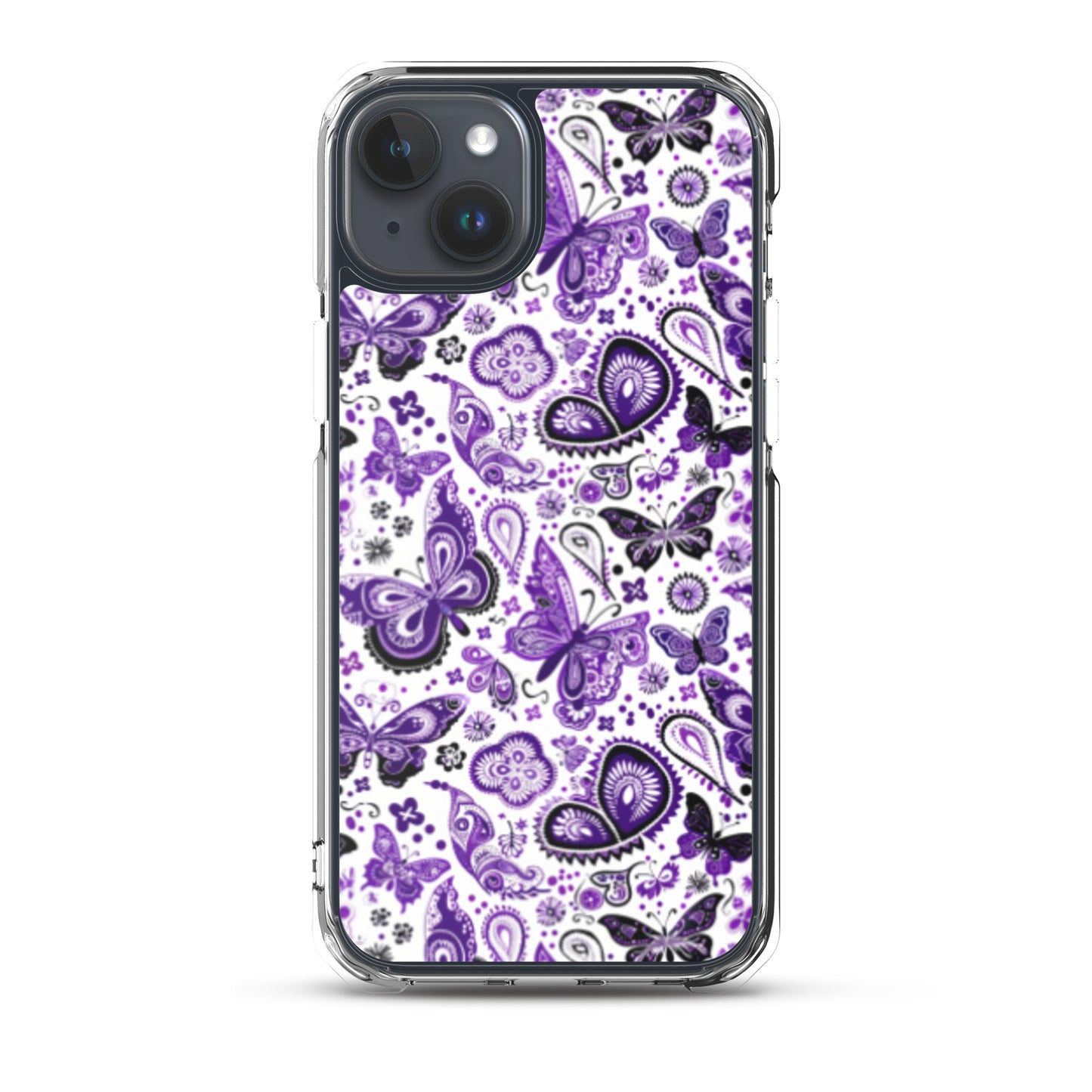 iPhone Case White and Purple Butterfly Paisley