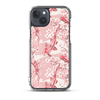 iPhone Case Pink Japanese Koi Fish and Cherry Blossoms