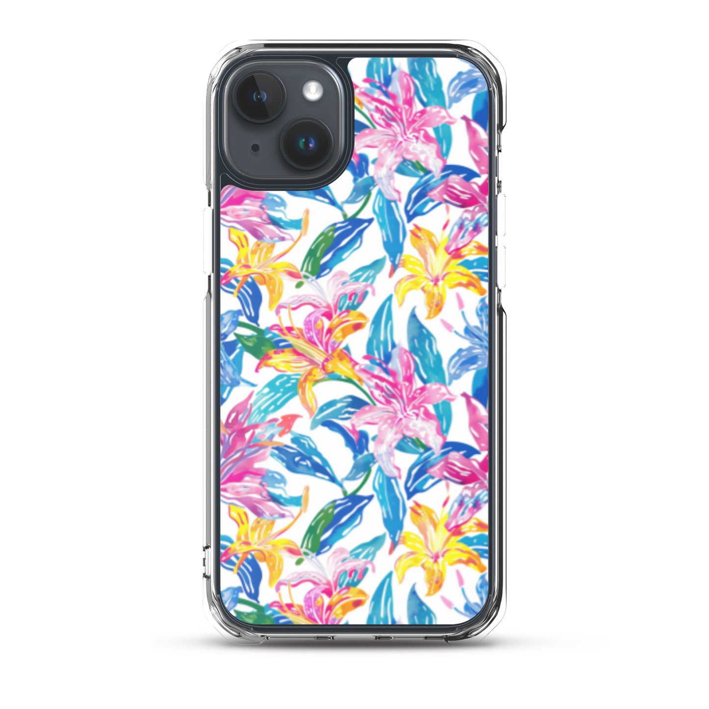 iPhone Case Colorful Floral Watercolor Blue Yellow Pink