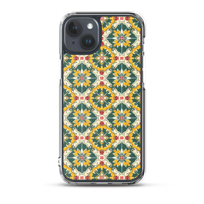 iPhone Case Green Colorful Traditional Maltese Cement Tile Pattern