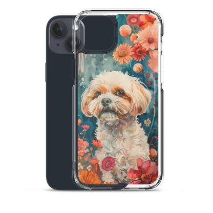 iPhone Case Watercolor Shih Tzu with Colorful Flowers