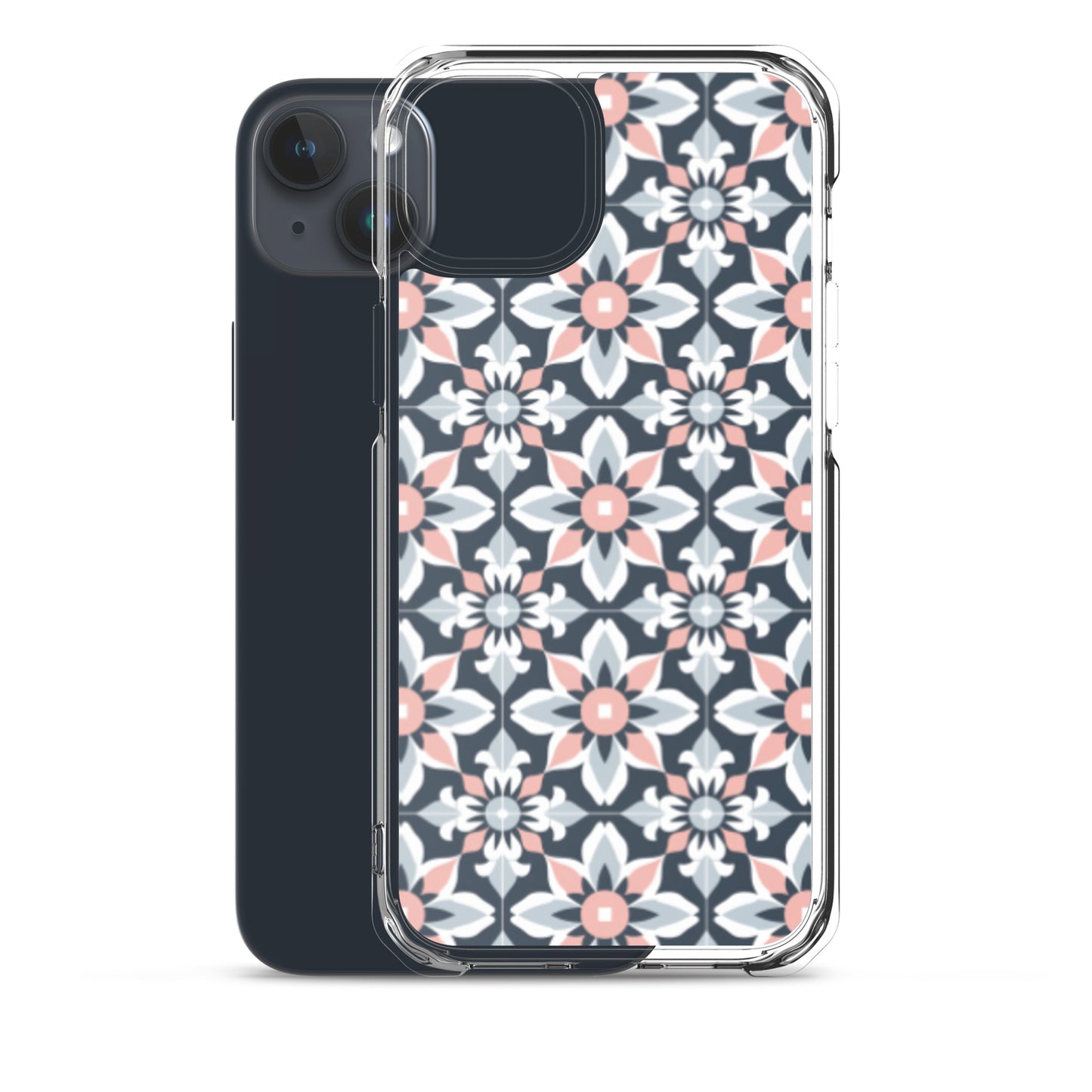 iPhone Case Geometric Flowers Pastel Pink and Blue